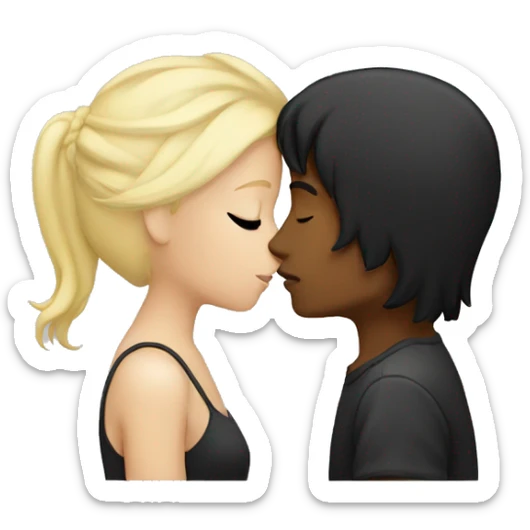White lovers kissing boy black hair, girl blonde hair  sticker