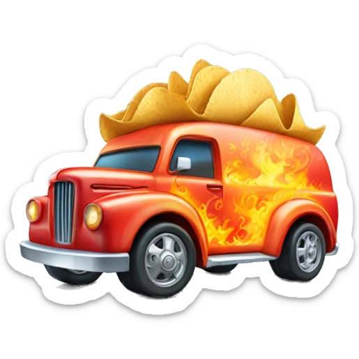 Fiery hot holographic hot wheel food taco hot salsa truck sticker
