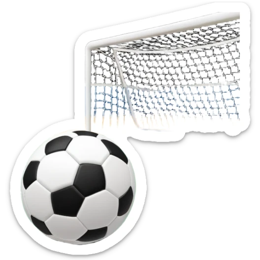 A mini football (futsal) ball placed on the court, with the goals and boundary lines visible in the background. The scene captures the fast-paced nature of the sport, with the compact indoor court and a focus on the ball ready for action. sticker