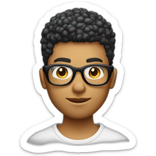 Garçon cheveux bouclés avec un taper et des lunette de sport streetwear sticker