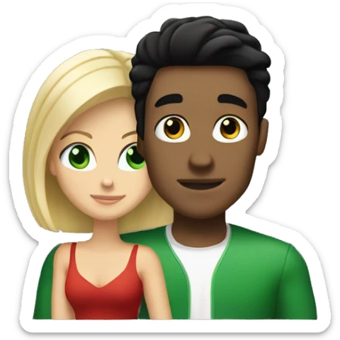 Couple he is Tunisian with black hair like Johnny Bravo and she is blonde Italian with green eyes sticker