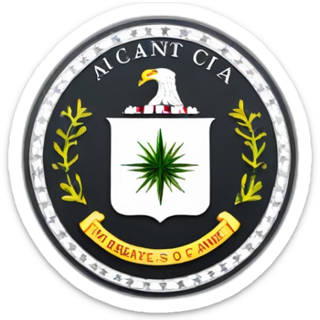 Cia logo saying cia inside. 2 arms the one holding glasses over the middle of the logo and the other gives a thumbs up  sticker