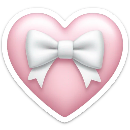 Pastel pink heart with white bow sticker