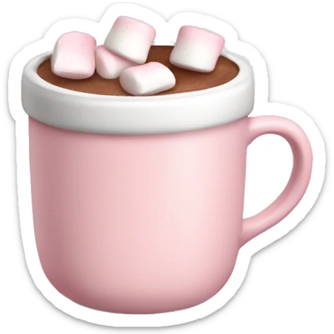 Light Pink mug of hot chocolate with marshmallows  sticker