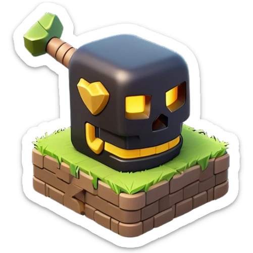 Clash of Clans aesthetic: Cinematic Playful Pixel 3D Key Emoji, rendered in a 3D vector-style similar to standard emojis with minimal shading and bold, simplified shapes. A compact, distinct form with signature details, softly glowing with a pixelated adventure charm. Simplified yet unmistakably iconic, highly detailed and consistent, glowing with a soft radiance and high shine. Stylized with a touch of classic pixel-art charm and a soft glowing outline, capturing the essence of a beloved gaming relic with a friendly, playful manner! sticker
