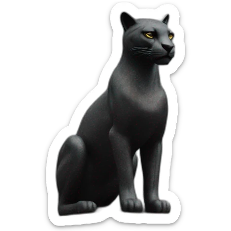 modern statue of a black puma on a golden glittering pedestal, zoomed-out view of the entire statue, 4K resolution sticker
