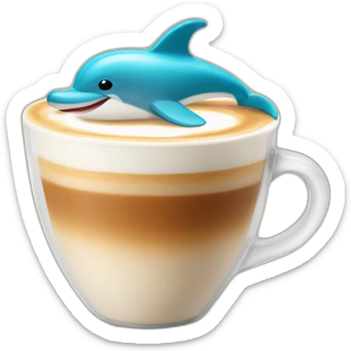 beautiful latte with the image of a dolphin sticker