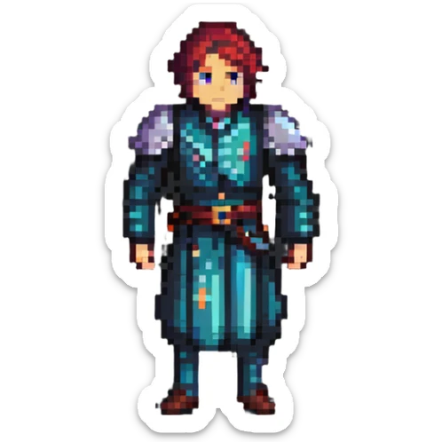 icon of a person demonstrating the pasha technique in pixel art style, simple and clear sticker