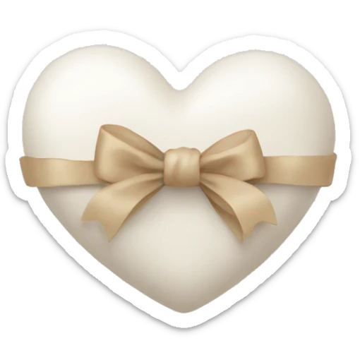 white heart with beige bow sticker