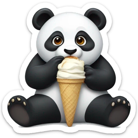 Panda eating ice cream sticker