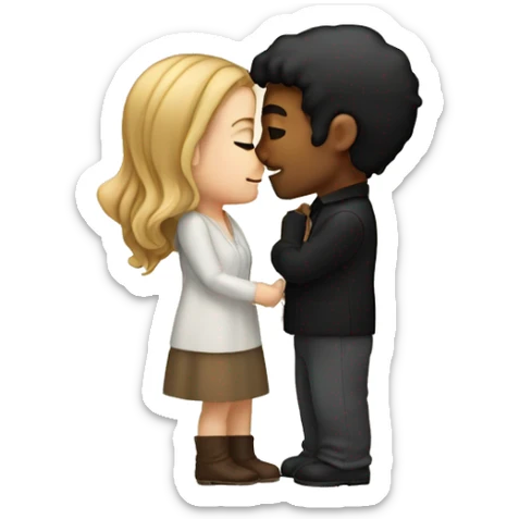white man with black hair kissing white girl with light brown hair  sticker