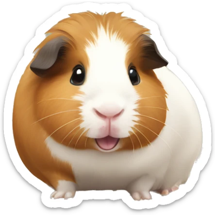 Guineapig with a strand of hay in his mouth sticker