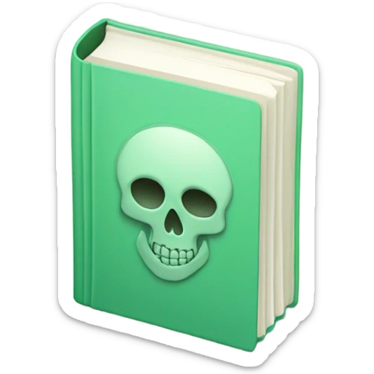 Mint green book with skull sticker