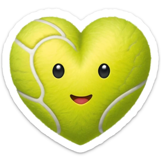 A tennis ball In a shape of a love heart sticker