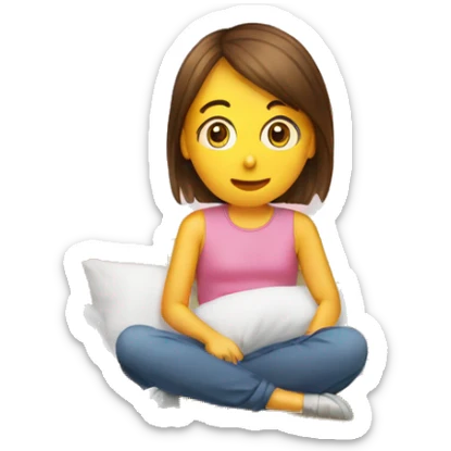 Emoji d'une fille qui se fait taper par des coussins sticker