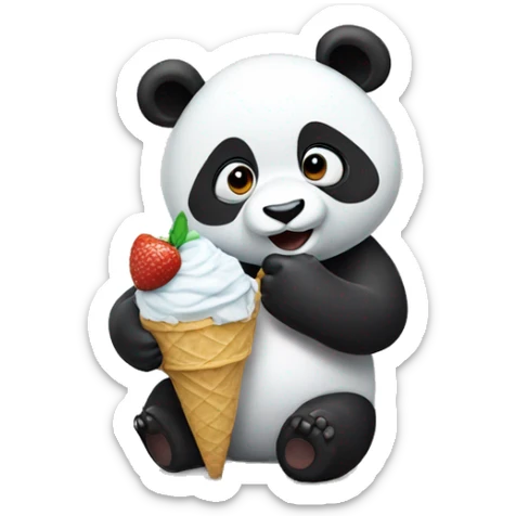 Panda eating ice cream sticker
