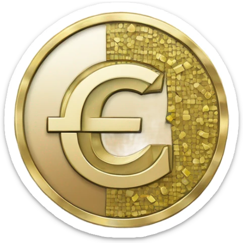 A Euro coin being made up of zeros and ones sticker