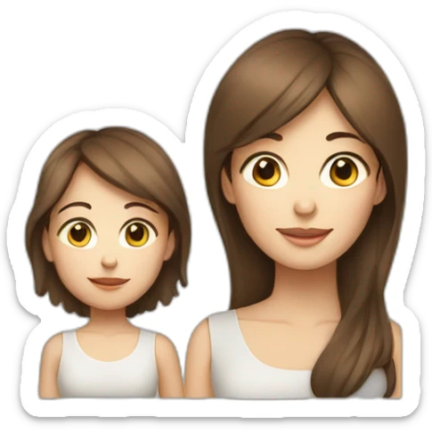 mother and child with brown hair5 and white skin full length sticker