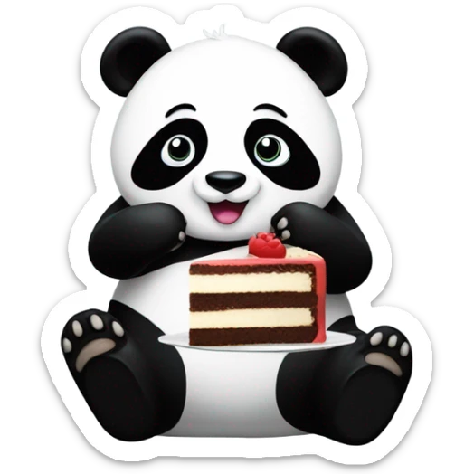 Panda eating cake sticker