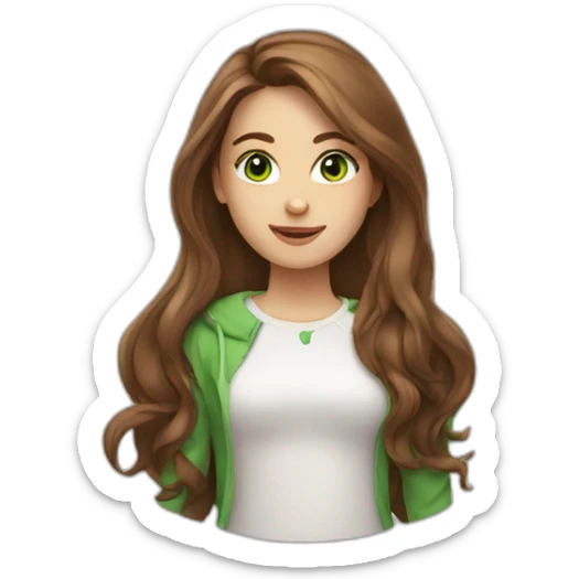 girl, with long brown hair and green eyes sticker