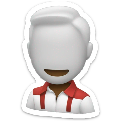 Un chico de pelo castaño con camisa negra y chaqueta roja con cuadros negros sticker