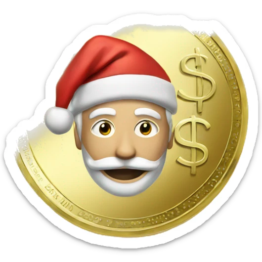 A coin of money with the topic of Santa and Christmas  sticker