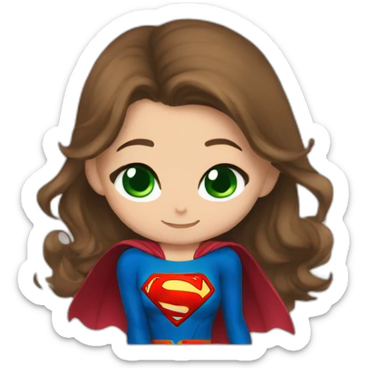 Supergirl kiss green eyes and brown hair boy sticker
