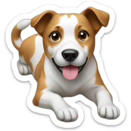 a dog chillin on the floor wirh one leg in the air sticker