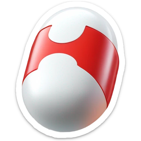 Very shiny full body pill capsule braun Japanese inspired Anpanman with big boots and antennae red and white colors only sticker