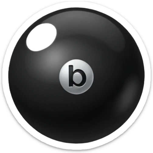 Black Ball with MB written on in the middle of it. Nothing else no holes or anything. sticker
