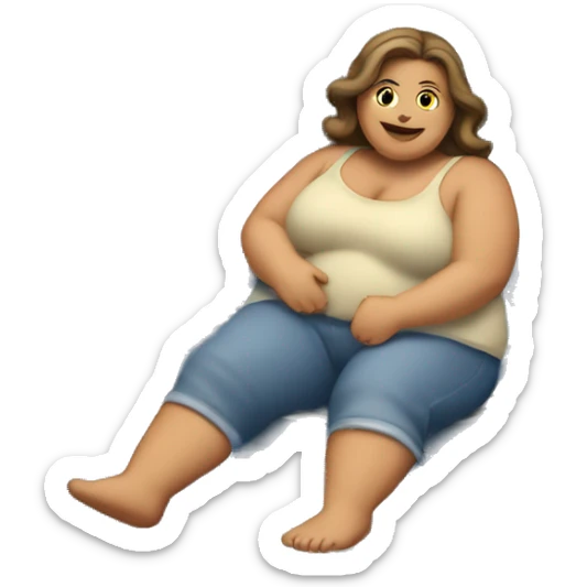 Extremely chubby woman sitting in the truck bed of a 2006 Chevy sliverado  sticker