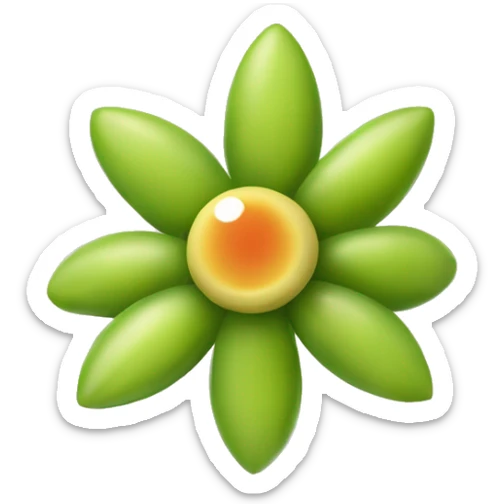 Create an emoji of a small, star-shaped flower with a greenish-yellow color. Inside the flower, include a small, round, reddish-orange berry. sticker