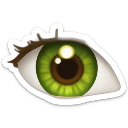 Blond boy Green-brown  eye kissing brunette girl Green eye sticker