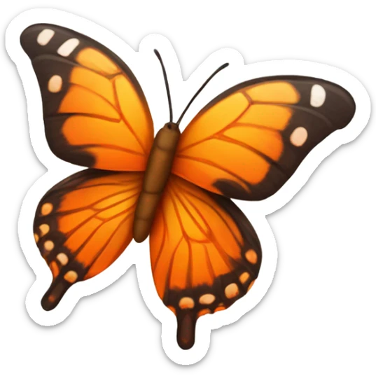 Butterfly with wings with many shades of orange color sticker