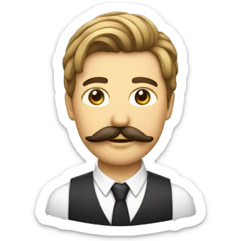 Personne avec moustache carré et coupe de cheveux sur le côté  sticker