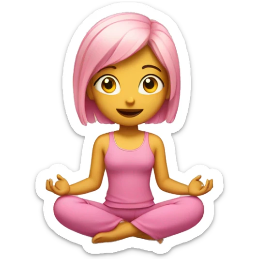 girl in pink clothes with yellow hair sits in lotus position sticker