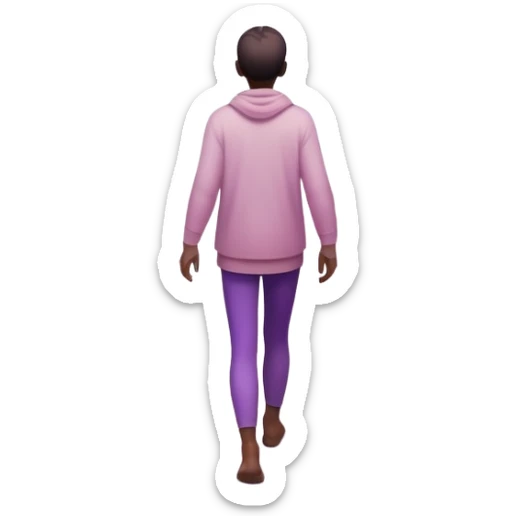 A small figure walks back across a foggy bridge, holding soft pink and purple orbs in each hand—symbolizing compassion and forgiveness. A gentle heart aura trails behind them, showing healing in motion. sticker