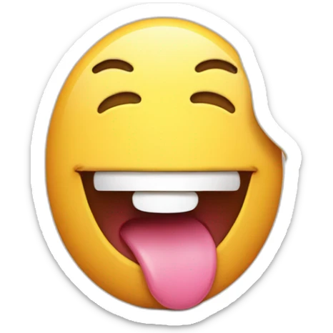 classic round emoji with tongue sticking out just slightly outside of pursed lips sticker