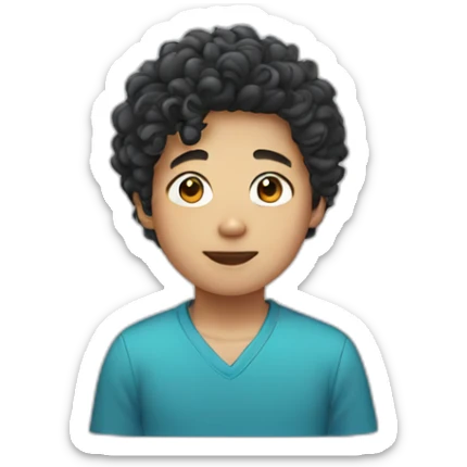 asian boy with curly hair sticker