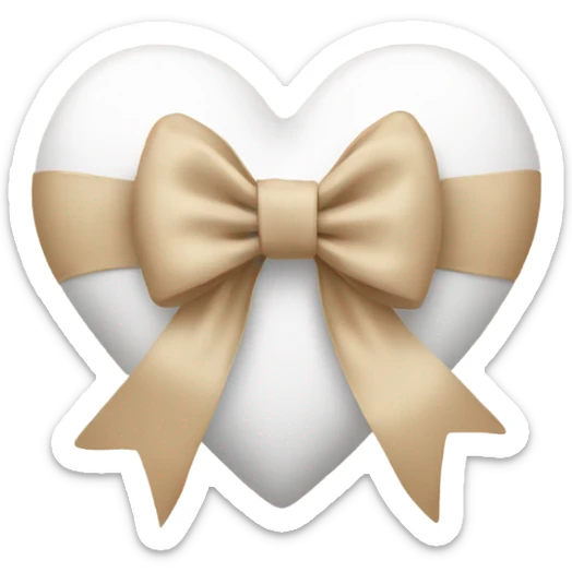 white heart with beige bow sticker