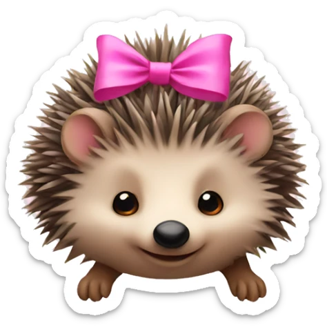hedgehog with a pink bow sticker