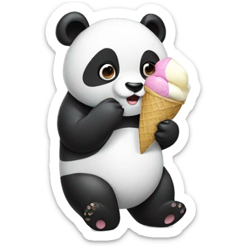 Panda eating ice cream sticker