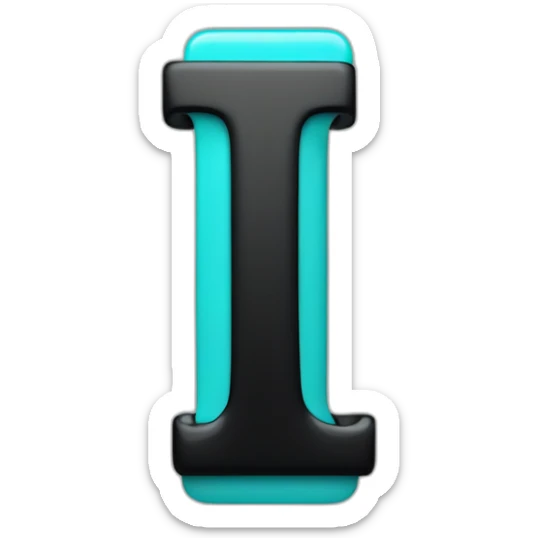 black lowercase letter t and turquose verical bar to the right of it sticker