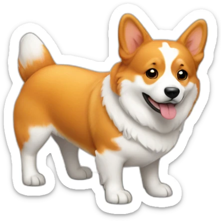 Full Orange head and corgi East european village dog mi sticker