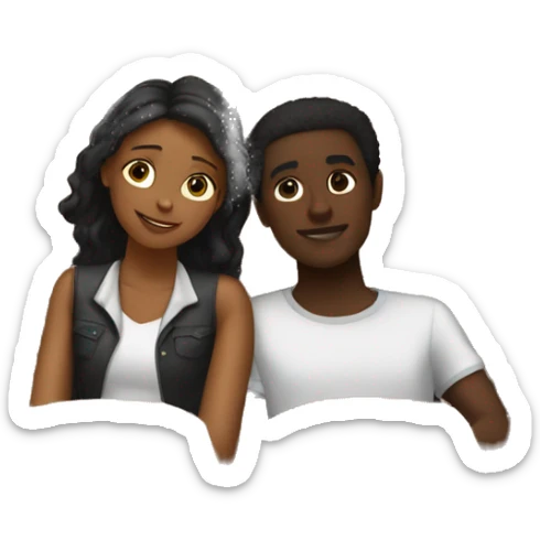loving couple of black-skinned teenagers, "sitting in the middle of a class in an amphitheater but the man with his head lying on his girlfriend's thighs" sticker