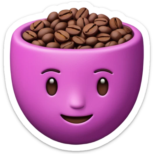 Create 3D minimalist emoji in the style of Coffee Lover — a coffee shop and roastery brand.
Style: cozy, warm.
Colors — purple-pink range.
🫘 coffee beans sticker