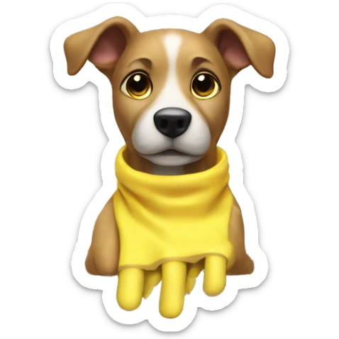 Dog wearing yellow cleaning gloves as he is washing the dishes sticker