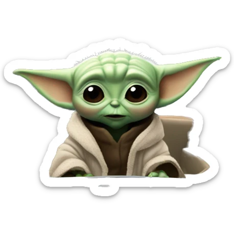 baby yoda behind the wheel of a yacht sticker