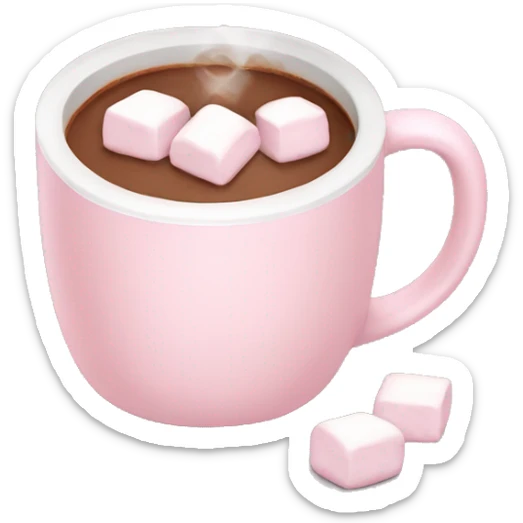 Light Pink mug of hot chocolate with marshmallows  sticker