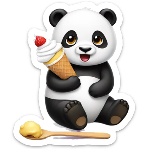 Panda eating ice cream sticker